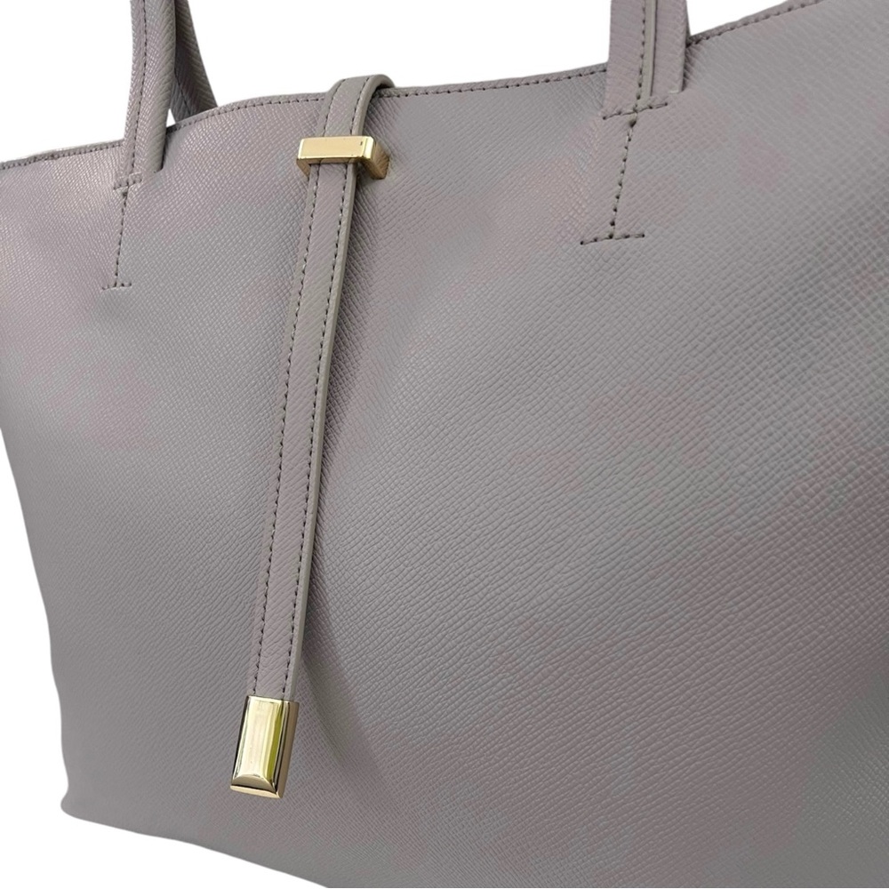 VINCE CAMUTO Leila Gray Driftwood Saffiano Leather Tote Bag - Picture 7 of 14